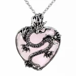 Vintage Animal Dragon Man Necklace Natural Stone Purple Crystal Heart Pendant for Women Amethysts Rose Pink Quartz Jewelry Gift - Image 6