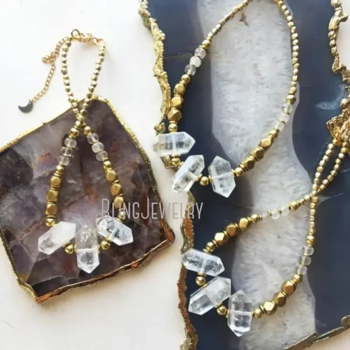 10pcs Triple Quartz Point African Bead Choker Clear Crystal Necklace Women Beach Boho Goth Halloween Aesthetic Jewelry Arcane - Image 2