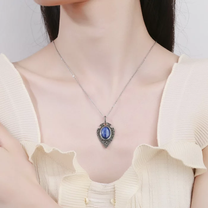 Retro Elegant Kyanite Necklace for Women Moonstone Labradorite Natural Gemstone Pendant Birthday Engagement Party Jewelry Gifts - Image 6