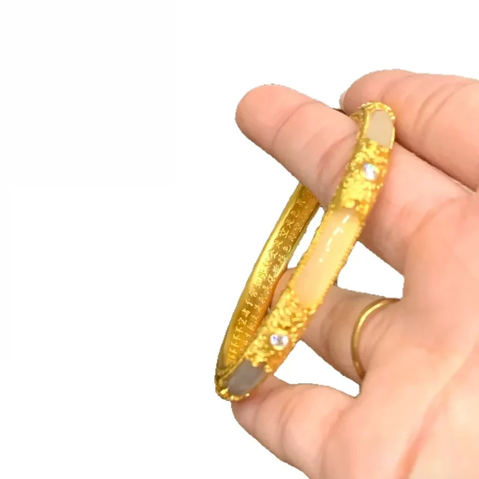 New Women's Bracelet Palace Style Golden Jade Good Luck Hotan Jade Luxury Jewelry 9999 24K real gold - Image 6