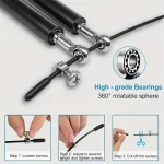 High Fast Speed Rope Wire Rope Jump Skipping Black Rope Aluminum Handle Adjustable Steel Fitness Workout Strength Body Exercises - Image 4