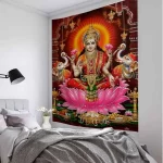 Indian Buddha Art Tapestry Still Life Oil Painting Printing Wall Hanging Datura Home Wall Decoration Background Fabric Blanket