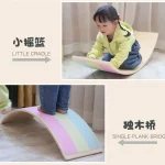 Multifunction Rocker Natural Wood Kids Wobble Balance Board Montessori Fitness Balance Curvy Board - Image 6