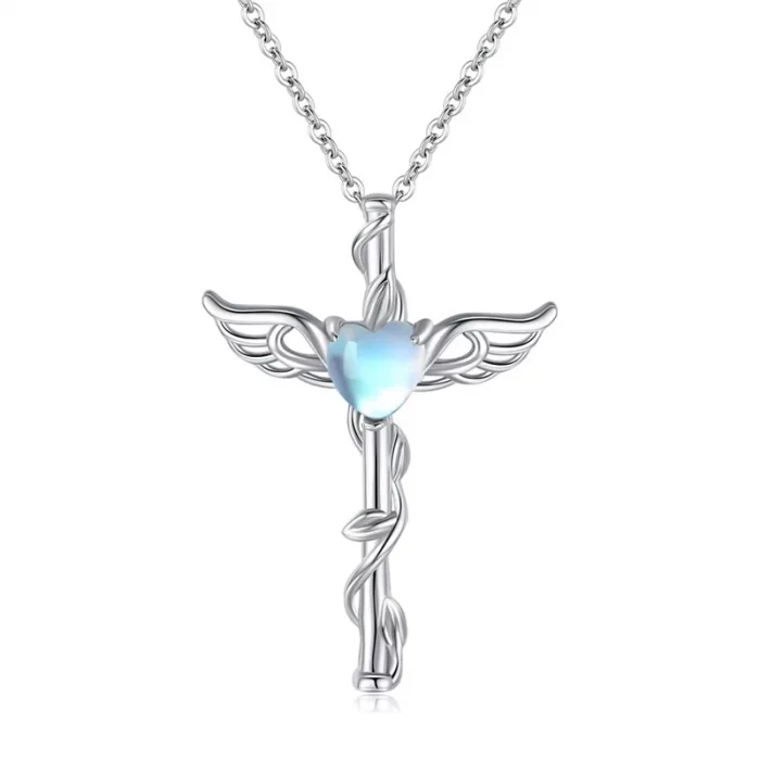 CAOSHI Newly Designed Daily Wearable Pendant Necklace with Blue Heart Shaped Imitation Moonstone Aesthetic Accessories for Women - Image 3