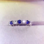 Natural Sapphire Ring with D Color Moissanite 3mm 925 Silver Lady Gift Simple Simple Birthday Present Wedding Gift - Image 5