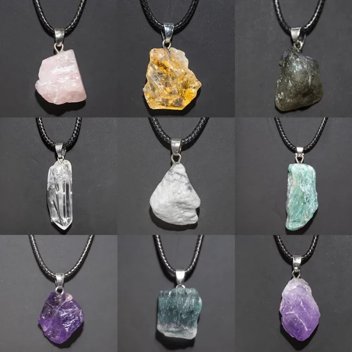 1PC Natural Crystal Rough Stone Amethyst Pendant Energy Healing Gemstone Amethyst Necklace Charms Chakra Halo Jewelry for Women - Image 3