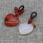 Rose Quartz Opal Agate Natural Stone Heart-Shaped Key Ring Aural Polishing Car Key Bag Decorative Pendant Gift - Image 5