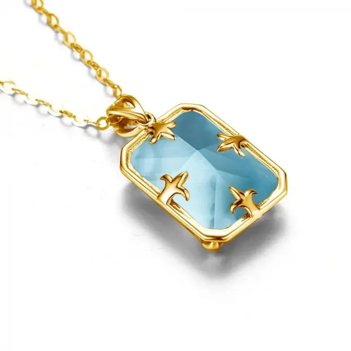 100% Real Silver 925 Necklace Pendant Aquamarine Women Jewelry Birthday Party Banquet Girl Accessories 2022 New Trendy - Image 6