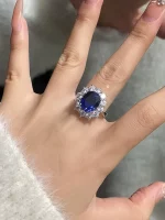 CHARMING 6.0CT Sea Blue Sapphire Ring Oval Cut Eternity Diana Trending Popular Wedding Royal Handmade Jewelry For Women Hot Sale - Image 5