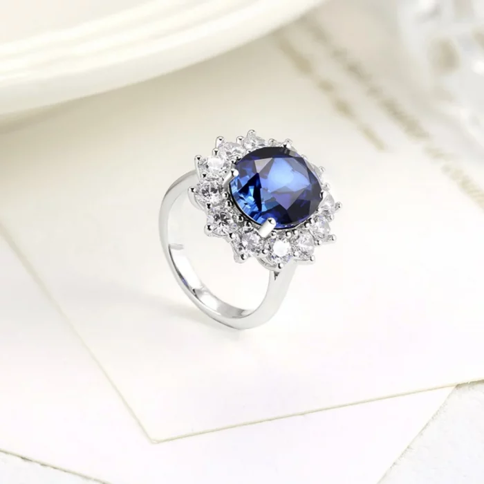 CHARMING 6.0CT Sea Blue Sapphire Ring Oval Cut Eternity Diana Trending Popular Wedding Royal Handmade Jewelry For Women Hot Sale - Image 4