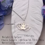 Kinitial Hindu Buddhism Meditation Necklace Stainless Steel Yoga Lotus Flower Necklaces Amulet Jewelry Gift - Image 2