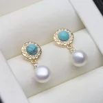 Real Silver 925 White Pearl Earrings Jewelry Women,Cultured Natural Freshwater Earrings Pearl Dangle Wife Mother Party Gifts - Image 2