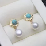 Real Silver 925 White Pearl Earrings Jewelry Women,Cultured Natural Freshwater Earrings Pearl Dangle Wife Mother Party Gifts