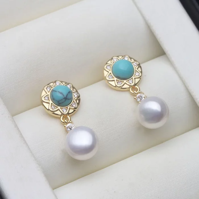 Real Silver 925 White Pearl Earrings Jewelry Women,Cultured Natural Freshwater Earrings Pearl Dangle Wife Mother Party Gifts - Image 2