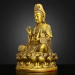 Lucky Copper South Sea Goddess of Mercy Buddha Statue Ornaments Home Sculptures - Image 6