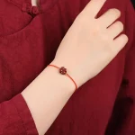 Tibetan Buddhist Lotus Flower Beads Bracelets For Women Handmade Braided Red Black Rope Lucky oga Meditation Bracelet Jewelry