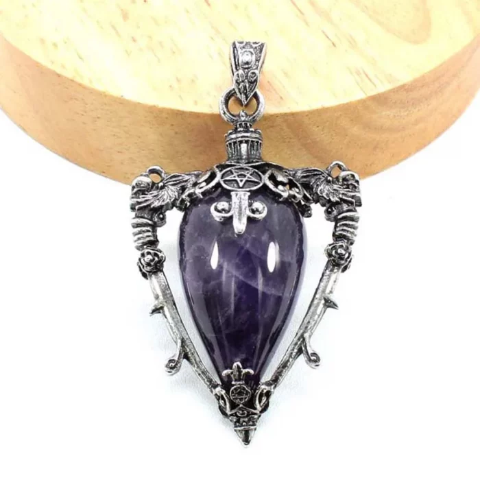 Water Drop Crystal Pendant Necklace for Men and Women Natural Amethyst Rose Quartz Onyx Lapis Lazuli Opal Antique Stone Jewelry - Image 7
