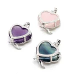 Crystal Heart Stone Pendants For Women Necklace DIY Natural Amethyst Rose Quartz Lapis Lazuli Fluorite Pendant Jewelry Finding - Image 2