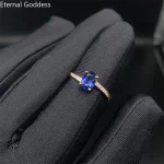 Natural Sapphire Ring London Blue Classic Fashion Jewelry S925 Sterling Silver Plated 18k Yellow Gold Dark Stone Engagement - Image 5