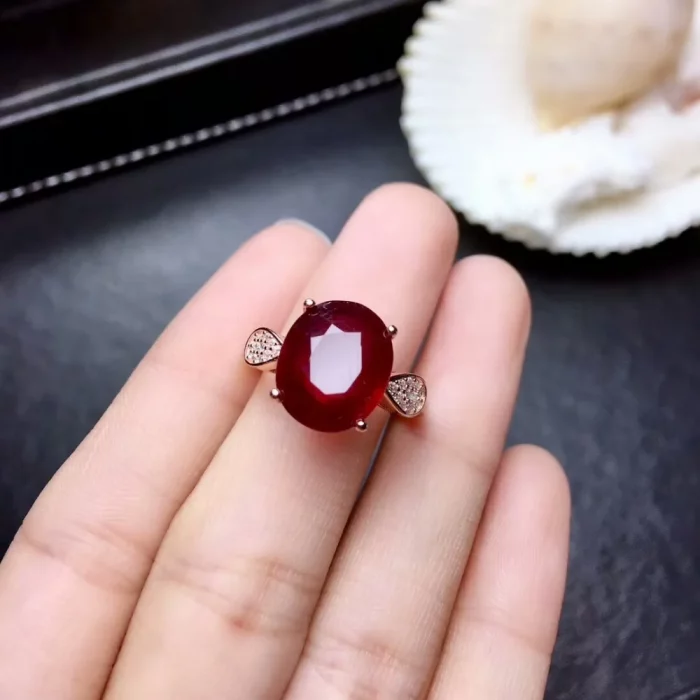 Natural New 10*12mm Burning Pigeon Blood Ruby Gemstone Fashion Ring for Women Real 925 Sterling Silver Fine Jewelry - Image 4