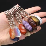 Natural Raw Ore Keychain Gem Reiki Healing Quartz Agate Citrine Irregular Stone Pendants Charms DIY Jewelry Making Accessorie - Image 2