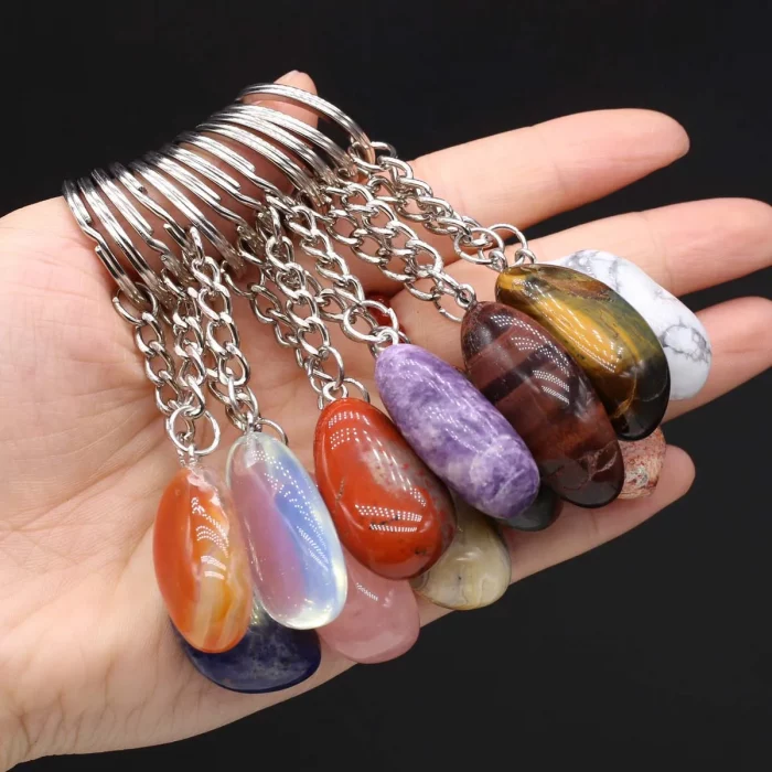 Natural Raw Ore Keychain Gem Reiki Healing Quartz Agate Citrine Irregular Stone Pendants Charms DIY Jewelry Making Accessorie - Image 2