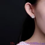 Natural Real Green Jade Rose Earrings 925 Sterling Silver Ear Studs Vintage Gemstone Jewelry TalismansEnergy Amulet Luxury Gift - Image 7