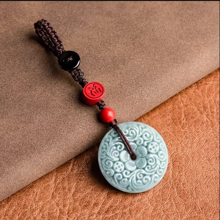 Original Natural A-grade Jade Blue Horizontal Buckle Mobile Phone Pendant With Chinese Style Jade Stone Car Keychain Bag Hanging - Image 5