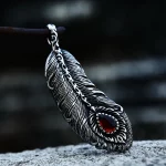 BEIER Hot Sell Popular Fire Feather Red Zircon Pendant Necklace Stainless Steel Fashion Jewelry For Men Women Cool Gift BP8-916 - Image 3