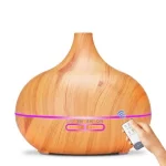 Aromatherapy Essential Oil Diffuser Wood Grain Remote Control Ultrasonic Air Humidifier Cool with 7 Color LED Light