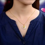 Vintage White Hetian Jade Elephant Pendant 18K Gold Plated Chain Necklace Stainless Steel Sapphire Choker Jewelry for Women - Image 5