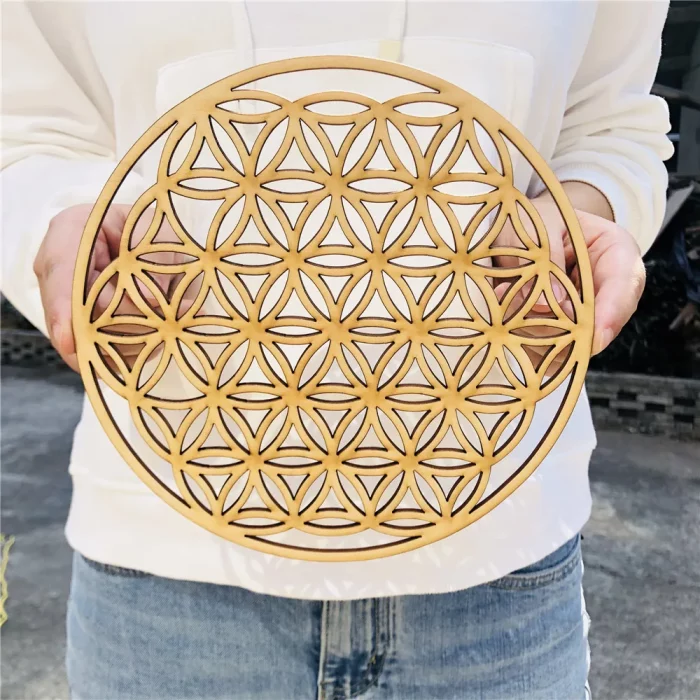 Wooden Wall Sign Flower of Life Shape Laser Cut Wood Wall Art Home Decor Handmade Coasters Craft Making Sacred Geometry Ornament - Image 1