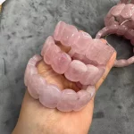 AA Quality Rose Quartz Stone Beads Bracelet Natural Gemstone Charming Bangle Fine Jewelry for Woman for Gift Wholesale ! - Image 5