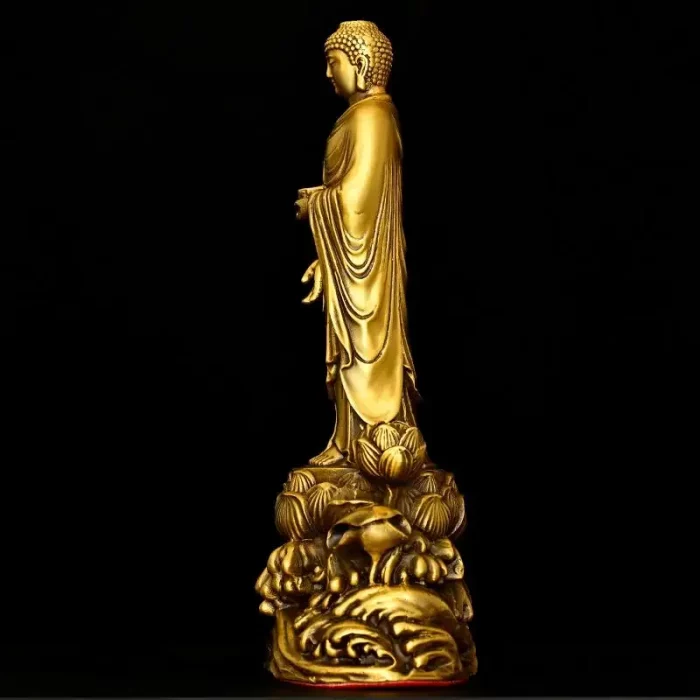 Copper Amitabha Bodhisattva Guanyin Western Three Saints Home Offerings Pray for Blessings Buddha Statue - Image 3