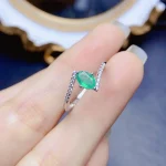 3*5mm Natural Emerald Ring Simple Design S925 Sterling Silver With Certificate Fashion Fine Charm Wedding Jewelry for Women FS - Image 2