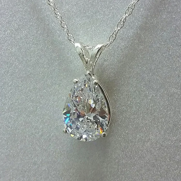 Water Drop Lab Aquamarine Zircon Pendant 925 Sterling silver Wedding Pendants Necklace For Women Charm Party Choker Jewelry Gift - Image 3