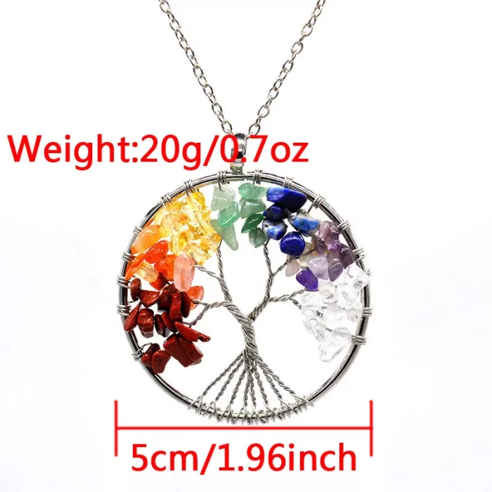 Natural Tree of Life Necklace 7 Chakra Crystal Stone Pendant Handmade Healing Colour Quartz Wedding Jewelry for Women Necklace - Image 5