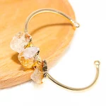 Irregular Raw Citrine Stone Bracelet for Women Handmade Open Cuff Bangle Jewelry - Image 6