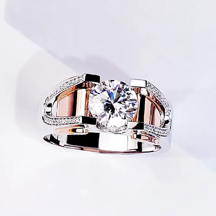 14K white gold Mens Ring Luxury Invisible Setting Natural Diamond Jewelry Hiphop/Rock Silver 925 Jewelry Wide Ring Men women - Image 3