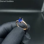 Natural Sapphire Ring London Blue Classic Fashion Jewelry S925 Sterling Silver Plated 18k Yellow Gold Dark Stone Engagement - Image 2