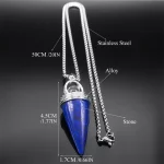 Witch Ball Conical Blue Lapis Lazuli Stone Pendant Necklace Women Men Stainless Steel Wicca Pagan Chain Jewelry colier NZZZ372-1 - Image 7