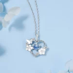 Simple Silver Color Butterfly Shell Flower Heart Necklace For Women Moonstone Pendant Necklaces Clavicle Chain Wedding Jewelry - Image 3