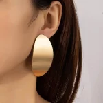 Exaggerated Metal Earrings Texture Retro Fashion Temperament Oval Brushed Textured Earrings Stud Earrings Wholesale 245 - Image 2