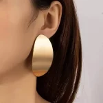 Exaggerated Metal Earrings Texture Retro Fashion Temperament Oval Brushed Textured Earrings Stud Earrings Wholesale 245