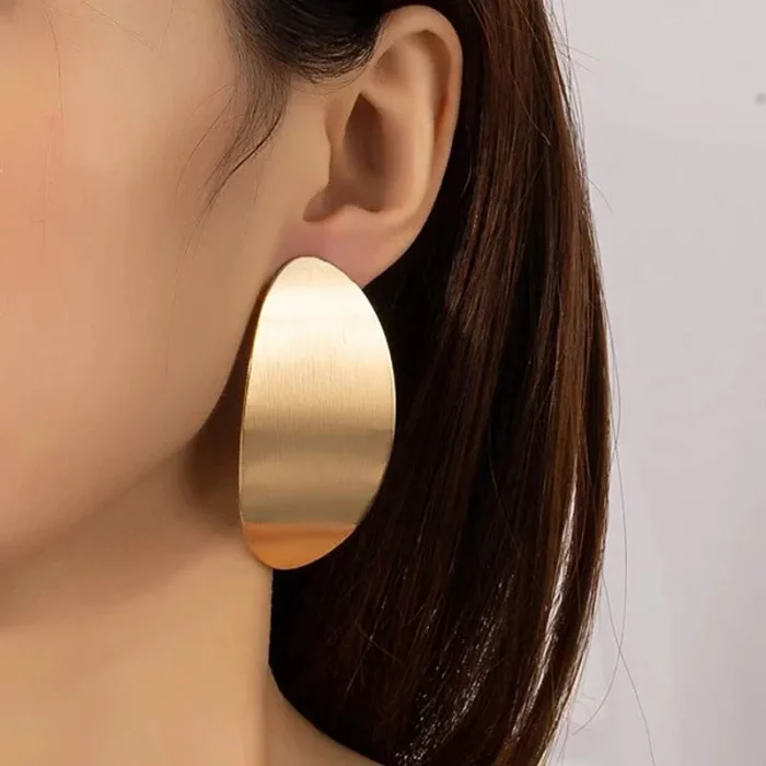 Exaggerated Metal Earrings Texture Retro Fashion Temperament Oval Brushed Textured Earrings Stud Earrings Wholesale 245 - Image 2