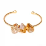 Irregular Raw Citrine Stone Bracelet for Women Handmade Open Cuff Bangle Jewelry - Image 3