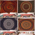 1pc Bohemian Mandala Tapestry, Retro Plant Flower psychedelic Tapestry, Hippie Style Room Decoration Wall Hanging - Image 2