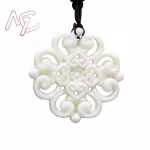 Natural Jade Flower Pendant Necklace Charm Stone Fashion Accessories Real Jewelry Designer Amulet Carved Gemstone Vintage - Image 4