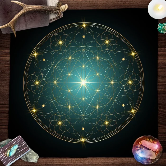 Geometric Altar Cloth Tarot Card Tablecloth With Flower Of Life Design Tarot Card Reading Mat For Metatron Cube Witchy Gift - Image 7