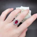 Pure White Gold AU750 Ring 2CT Natural Ruby Sapphire Diamond Engagement Ring For Women Beautiful Certified 18K Ring - Image 7